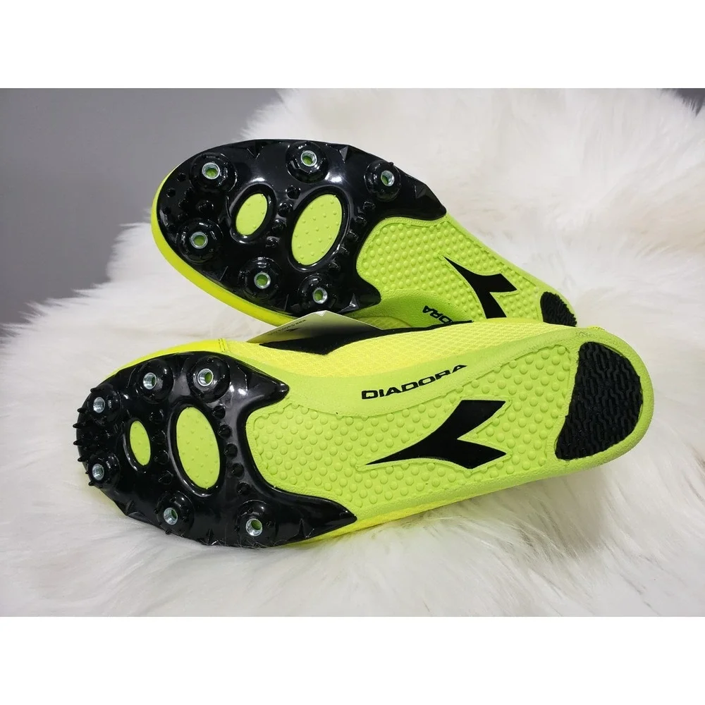 NEW EURO 40.5 US 7.5 Diadora Mid Distance Spike Sneakers Neon TRACK RUNNING SHOE